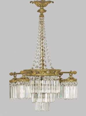 an image of a chandelier with crystal drops hanging from it