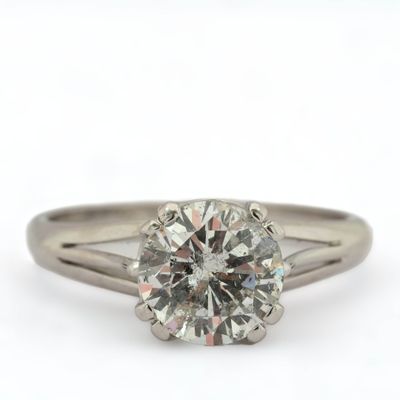 Bague en or blanc 14 carats sertie d'un diamant taille brill…