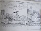 une photo d'un livre sur lequel figure le dessin d'un homme dans une calèche