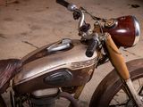a motorcycle that is parked in a garage