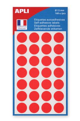 APLI - Étiquettes adhésives rondes - Rouge Ø 15 mm - 168 uni…