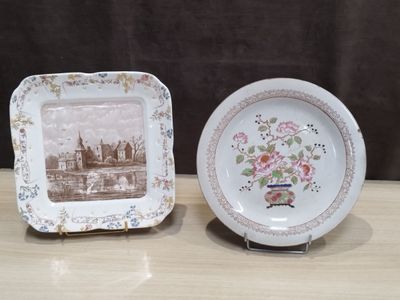 two plates that are sitting on a table