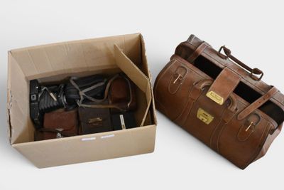 a brown bag and a brown bag in a box