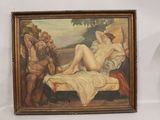 an image of a painting of a woman laying on a bed next to a man