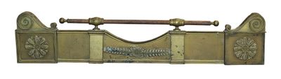 BARRE DE FOYER en bronze et métal à décor de fleurons et pal…