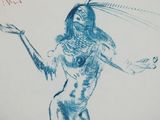 a drawing of a woman with a feather on her head