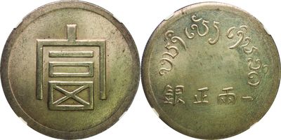 a close up of a coin with a chinese writing on it
