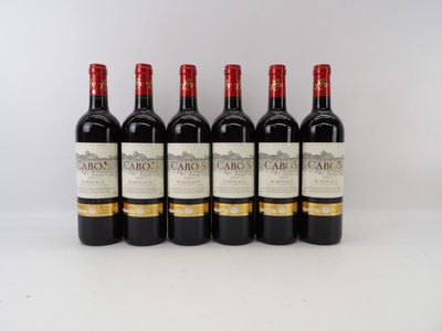 six bouteilles de vin rouge alignées