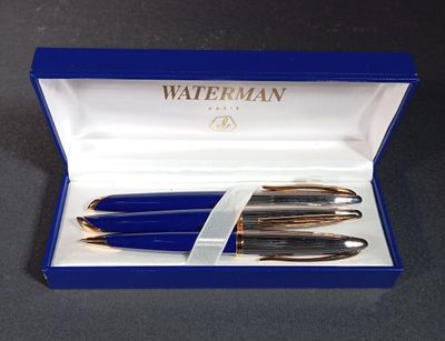 Waterman, trois stylos Carene Deluxe Blue : un roller, un st… - Photo 1