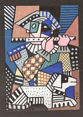 Ecole cubiste. Musiciens. Paire d'aquarelles. - Photo 1