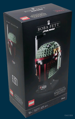a box with a lego boba fett helmet on it