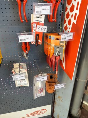 many tools on display in the store for sale
