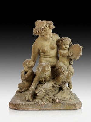 an image of a statue of a man and two children