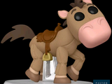 a toy horse with a saddle on a stand