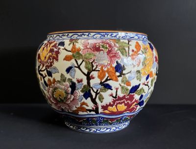 GIEN Jardinière ou important vase boule en faïence modèle "P… - Photo 1