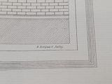 a drawing of a brick wall with a window in it