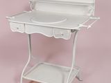 Coiffeuse miniature blanche pour maison de poupées, avec miroir et étagère