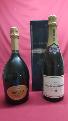 two bottles of wine sitting next to each other on a table