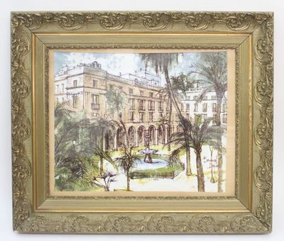 Bernard DUFOUR (XXème siècle) Place aux palmiers.