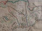 an old map of the middle of europe with a red line on it