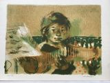 four different pictures of a woman in a boat and a man in a boat