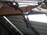 a bike that is parked inside of a garage