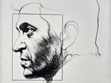 an image of a drawing of a man ' s face with a square in the middle