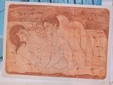 a picture of a painting of a couple laying on a bed