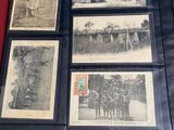 a display of old photographs on display in a case
