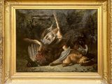 une photo d'un tableau représentant un oiseau et un animal mort