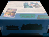 a blue box with a picture of a train on it