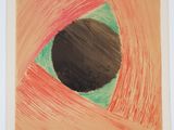 an image of a drawing of a black hole in the center of a red and green circle