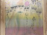 a painting of a group of people in a field