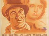 une vieille affiche de cinéma représentant un homme et une femme portant des chapeaux-hauts