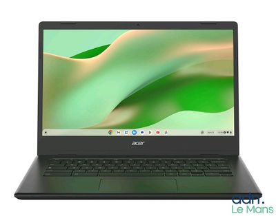 the acer laptop is open and ready to be used