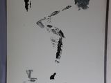 a black and white drawing of a person on a boat