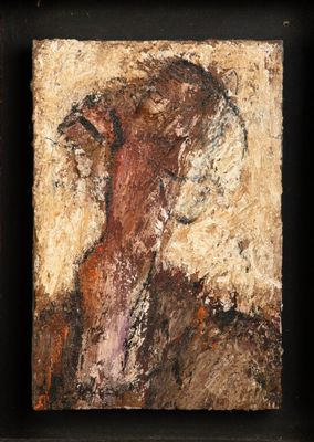 deux tableaux représentant un homme coiffé d'un chapeau et une femme en robe