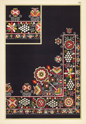 un dessin en noir et blanc représentant des fleurs et des feuilles sur fond noir