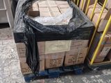 many boxes on a pallet in a warehouse