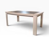 an image of a wooden table with a glass top on a white background