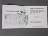 signed autographed postcard with a drawing of a group of people sitting at a table