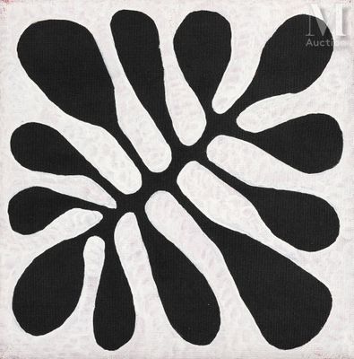 peinture représentant une fleur noire et blanche sur fond blanc