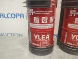 two red fire extinguisors sitting next to each other