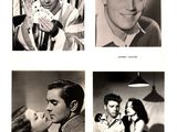 four black and white photos of a man and woman kissing each other