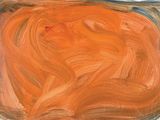 une image représentant un tableau aux couleurs orange et bleues sur fond blanc