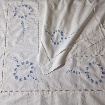 PAIRE DE DRAPS UNE PLACE ET PAIRE DE TAIES D'OREILLER du Mil…