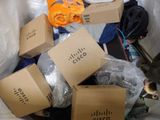 a pile of boxes that are sitting on the floor