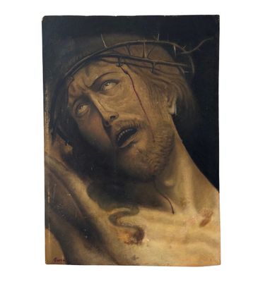une image représentant un tableau d'un homme portant une couronne d'épines sur la tête