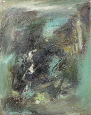 an oil painting of a painting of a horse in a green field