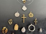 a picture of a display case with a bunch of jewelry on it